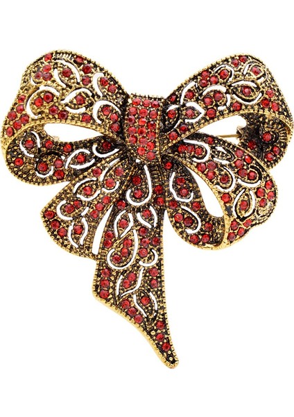 Sarı Stil Bayanlar Için Zarif Yaratıcılık Siyah Renk Taşlı Kurdele Broşlar Büyük Kurdele Broşları Vintage Moda Takı Kış Aksesuarları (Yurt Dışından)