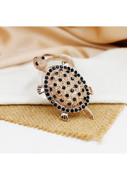 Altın Tarzı Yeni Siyah Taşlı Kaplumbağa Broş Kawaii Vintage Kaplumbağa Broş Çocuk Hediyesi Hayvan Başörtüsü Çantalar Aksesuarları (Yurt Dışından)