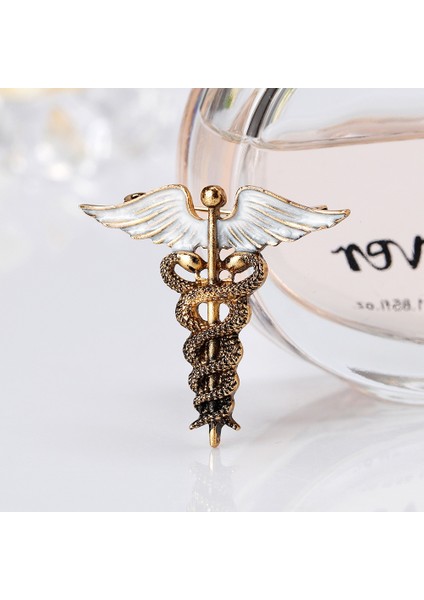 Vintage Caduceu Tıbbi Takı Hediye Doktorhemşiretıp Öğrencisi Asclepius'un Asası Acil Broş (Yurt Dışından)