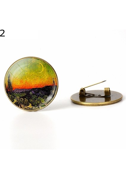 Bronz Tarzı No.6 Boyutu 2 Adet Van Gogh Yıldızlı Gece Broş Çanta Giyim Süsleme Van Gogh Ayçiçeği Broş Takı (Yurt Dışından)