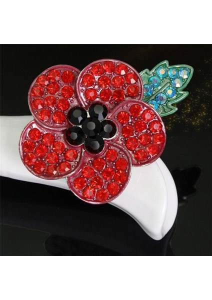 Kırmızı Stil Kırmızı Kristal Çiçek Broş Poppy Vintage Rozet Takı Yeni Heromiki (Yurt Dışından)