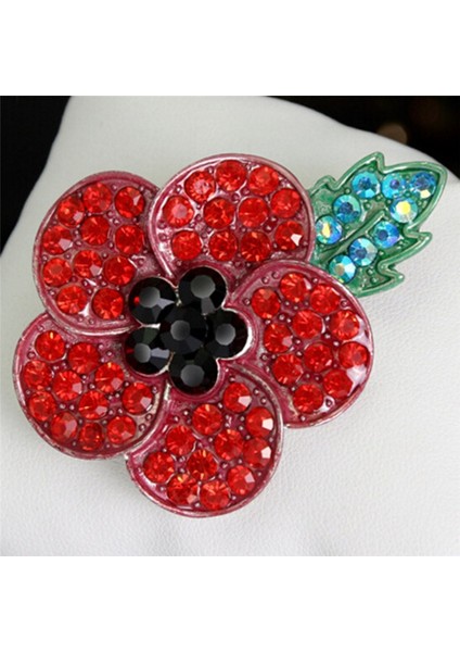 Kırmızı Stil Kırmızı Kristal Çiçek Broş Poppy Vintage Rozet Takı Yeni Heromiki (Yurt Dışından)
