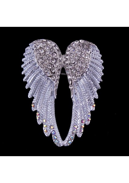 Beyaz Stil Şık Beyaz Melek Kanatı 5.5cm Uzunluğunda Avusturya Kristal Broş (Yurt Dışından)