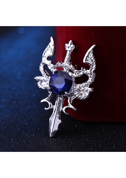Antik Gümüş Tarzı 2019 Yeni Vintage Metal Ejderha Kılıcı Broş Hayvan Taşlı Papyon Erkek Takım Gömlek Rozeti Takı Aksesuarları (Yurt Dışından)