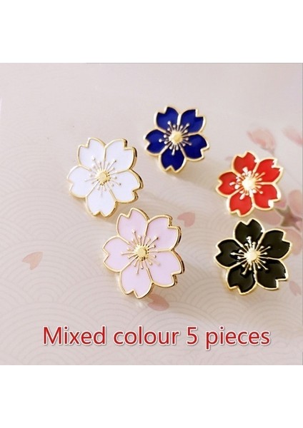 Siyah 5 Adet Çanta Okul Forması Kız Takıları Için Güzel Sakura Çiçeği Broş Yaka Pini Badge (Yurt Dışından) modelleri