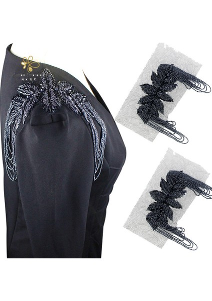 El Yapımı Kıyafet Aksesuarları Omuz Rozeti Süslemeli Epaulette Yaprak Rozeti Takım Dekorasyon Inci Süslü Omuz Yaması Patchece (Yurt Dışından)