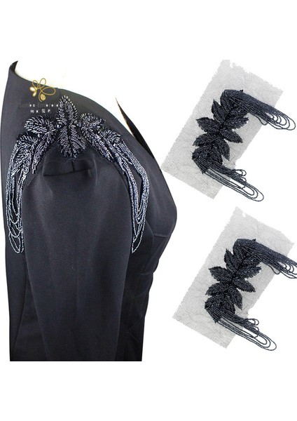 El Yapımı Kıyafet Aksesuarları Omuz Rozeti Süslemeli Epaulette Yaprak Rozeti Takım Dekorasyon Inci Süslü Omuz Yaması Patchece (Yurt Dışından) fiyatları