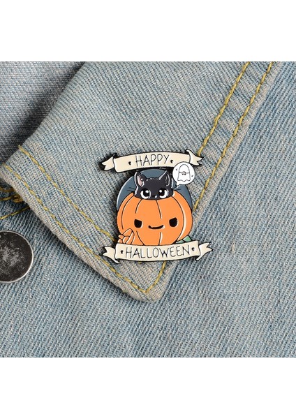 Mutlu Halloween Takı Cadı Kedi Kabak Emaye Çizgi Film Rozet Pin (Yurt Dışından) modelleri