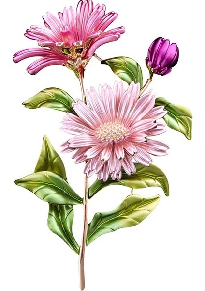 Pembe Tarzı Daisy Buketi Emaye Broş Bitki Broş Çiçek Düğün Davet Broş Takı Aksesuarları (Yurt Dışından)