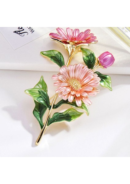 Pembe Tarzı Daisy Buketi Emaye Broş Bitki Broş Çiçek Düğün Davet Broş Takı Aksesuarları (Yurt Dışından)