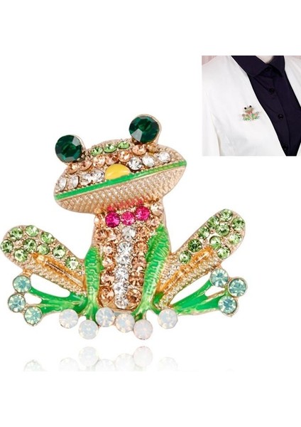 1 Bilgisayar Kadınlar Için Çizgi Film Taşlı Kurbağa Broş Böcek Broşları Şal Tokası Hediye (Yurt Dışından)