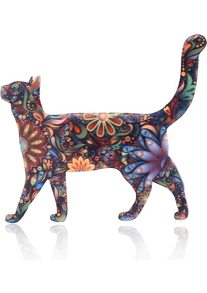 Broş Kadınlar Için Akrilik Kedi Broş Yaka Broşu Veya Eşarp Baskılı Bohemya Evcil Hayvan Broş Rozetler Etnik Takı Aksesuarları (Yurt Dışından)