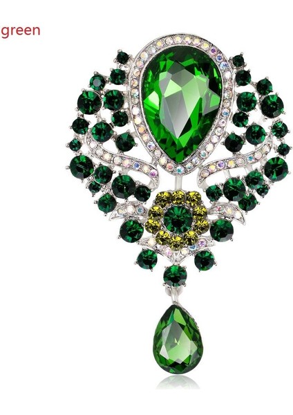 Gri Tarzı Kadınlar Için Büyük Kristal Su Damlası Broşlar Vintage Moda Kolye Stil Şık Düğün Parti Takı Broş (Yurt Dışından)