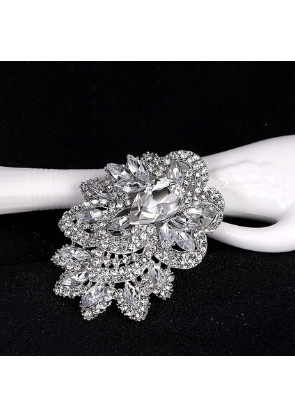 Stili Temizle Kadın Gelin Düğün Broş Takı Çiçek Buketi Tedarikçileri Şık 9.3 cm Çok Büyük Büyük Lüks Berrak Kristal Broş (Yurt Dışından)