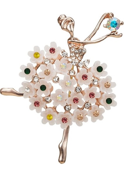 Çok Renkli Stil Moda Dans Eden Kız Taşlı Broş Düğün Parti Elbise Takı Aksesuar Broş Hediye (Yurt Dışından)