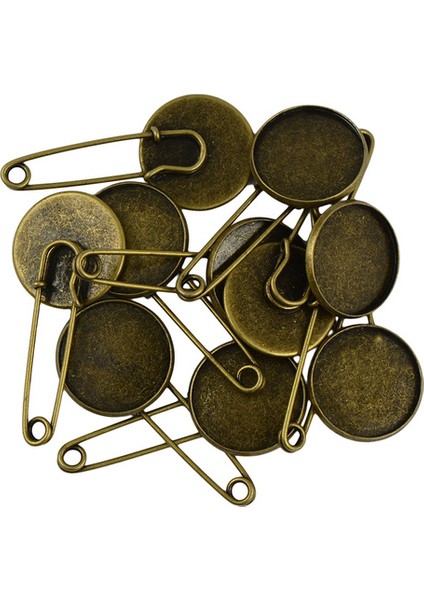Antik Bronz Tarzı Boş Daire Bezel Cabochon Taban Dıy Eşarp Broş Güvenlik Iğneleri (Yurt Dışından)