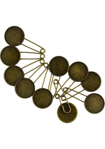 Antik Bronz Tarzı Boş Daire Bezel Cabochon Taban Dıy Eşarp Broş Güvenlik Iğneleri (Yurt Dışından)