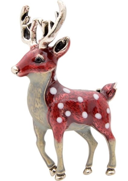 Kırmızı Stil Kadınlar Için Sevimli Geyik Broşları Karaca Sika Geyiği Hayvan Broş Aksesuarları Çocuk Hediyesi (Yurt Dışından)