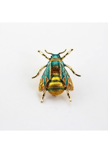 Yeşil Stil Vintage Abartılı Emaye Bumblebee Erkek ve Kadın Böcek Broş Çifti Butonyer Tatil Hediyesi (Yurt Dışından)