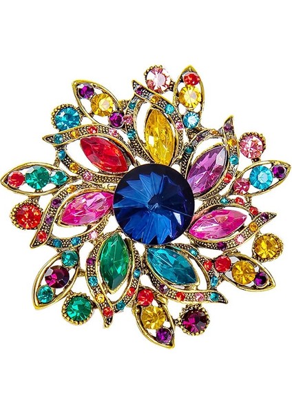 Çok Renkli Stil Kadın Moda Çiçek Broş Zarif Kristal Buket Broşlar Parti Düğün Korsaj Aksesuarları (Yurt Dışından)