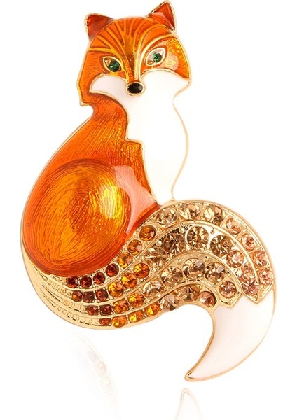 Mavi Stil Yeni Gelen Taşlı Tilki Broşlar Kadınlar Için Emaye Hayvan Pin Broo Renkler Kış Tasarımı Ceket Takı Mevcut (Yurt Dışından) fırsatları