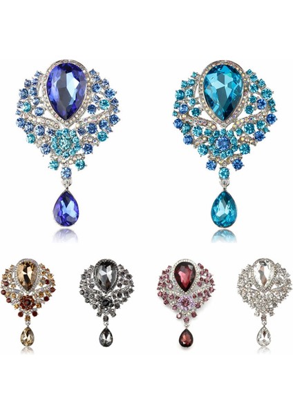 Safir Mavisi Tarzı Lüks Zarif Kadın Rhinestone Kristal Mor Çiçek Düşen Kolye Damla Altın Broş (Yurt Dışından) fiyatları