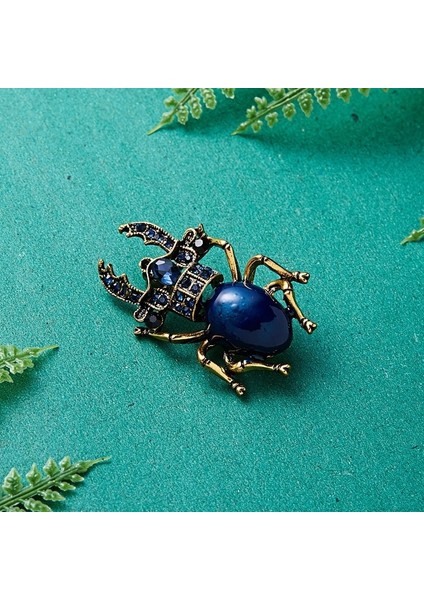 Cerambycidae Moda Mineli Böcek Rozeti Boyama Taşlı Broş Insekt, Vahşi, Alaşım Renkli, Göğüslük (Yurt Dışından)