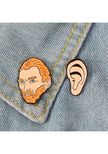 2 Adet/takım Van Gogh Mine Emaye Sanatçı Broşları Van Gogh ve Kulak Rozeti Broşları Sanatçı Takı (Yurt Dışından)