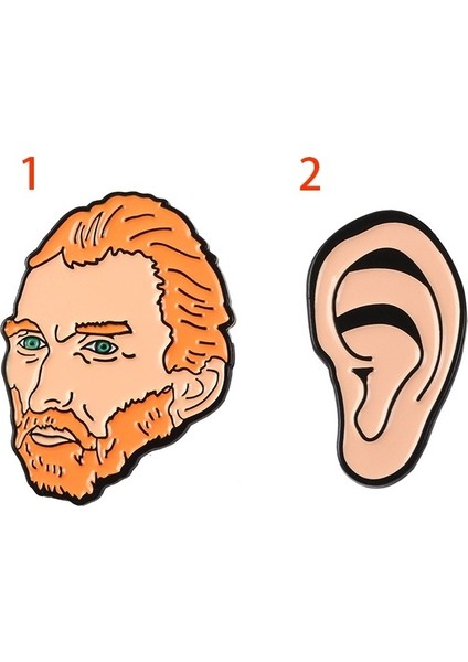 2 Adet/takım Van Gogh Mine Emaye Sanatçı Broşları Van Gogh ve Kulak Rozeti Broşları Sanatçı Takı (Yurt Dışından)