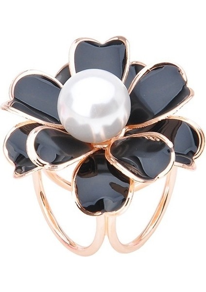 Siyah Stil Kadın Moda Inci Taşlı Taçlı Hoop Ipek Şal Toka Klipsi Toka Tutucu Takı Hediye (Yurt Dışından)