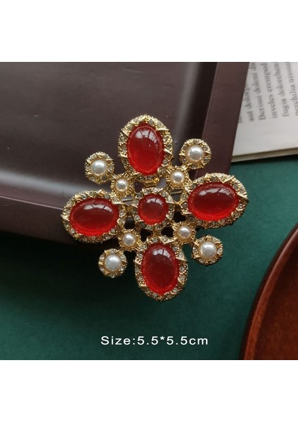 B12 Vintage Saray Mineli Barok Taşlı Inci Renkli Glaz Korsaj Aksesuar Broş Kadınlar Için (Yurt Dışından)