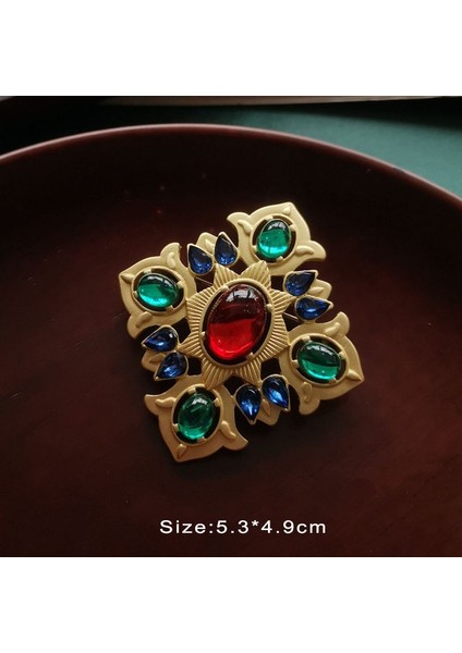B12 Vintage Saray Mineli Barok Taşlı Inci Renkli Glaz Korsaj Aksesuar Broş Kadınlar Için (Yurt Dışından)