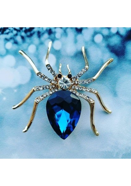 Mavi Stil Kadınlar Için Kristal Örümcek Broşlar Rhinestone Böcek & Broşlar Düğün Broşu Şık Aksesuarlar (Yurt Dışından)