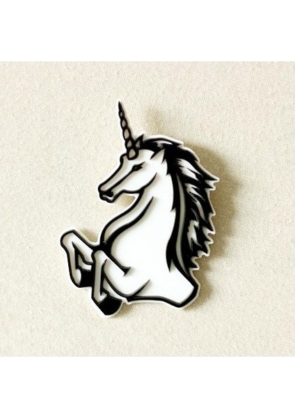 Siyah Beyaz Tarzı Moda Takı Siyah ve Beyaz Unicorn Broş Akrilik Yaka Broş Hediye Rozeti Aksesuarları Yaka Iğnesi Broşlar (Yurt Dışından)