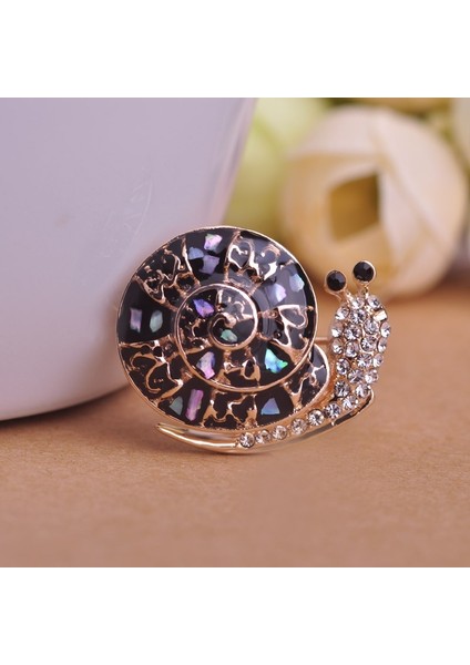 Siyah Stil Enamel Abalone Kabuk Salyangoz Zarif Inci Broş Korsaj Hayvan Broşlar Kadın Erkek Takım Aksesuarı (Yurt Dışından)