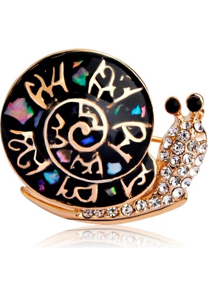 Siyah Stil Enamel Abalone Kabuk Salyangoz Zarif Inci Broş Korsaj Hayvan Broşlar Kadın Erkek Takım Aksesuarı (Yurt Dışından)