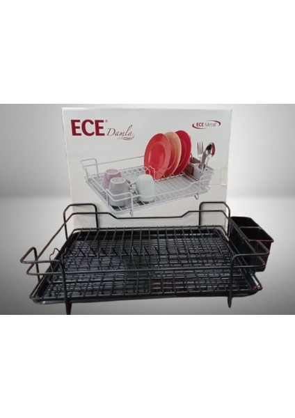 Siyah Metal Damla Tabaklık Bulaşıklık Ece Metal Tabaklık 46 X 37 X 11,5 Cm