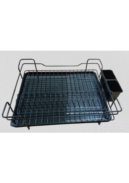 Siyah Metal Damla Tabaklık Bulaşıklık Ece Metal Tabaklık 46 X 37 X 11,5 Cm