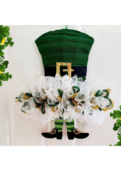 4 Roll St. 's Day Mesh Ribbon, Green White Wired Edge Ribbon 10 Inch x 30 Feet Deco Mesh Ribbon (Yurt Dışından)