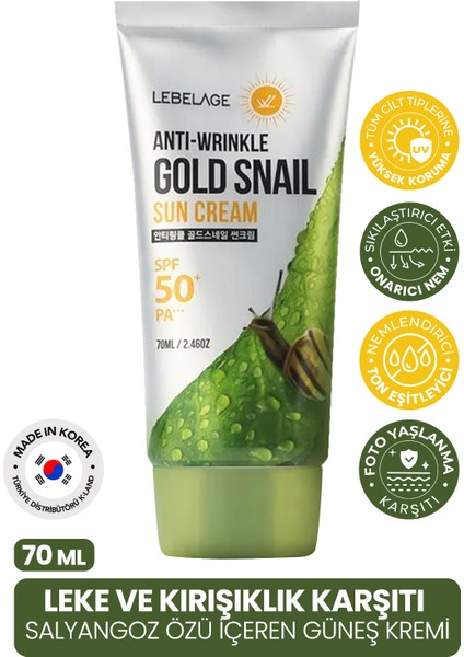 Leke ve Anti Aging Karşıtı Salyangoz Özü Içeren Gold Snail Spf 50 + Güneş Kremi