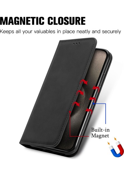 iPhone 16 Pro Max Için Retro Deri Fe Deri Kılıf (Yurt Dışından)