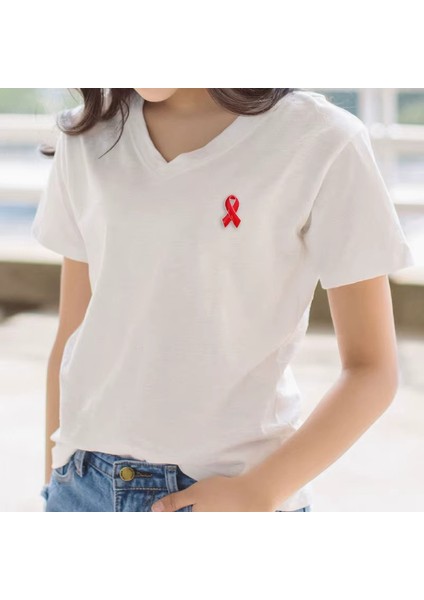 Farkındalık Rozeti Kırmızı Kurdele Broş Yaka Iğnesi Meme Kanseri Emaye Pin fırsatları