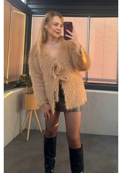 Camel Marka Model Oversize Sakallı Hırka