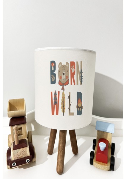 Born Wild Ayı Desenli Çocuk Odası Abajur