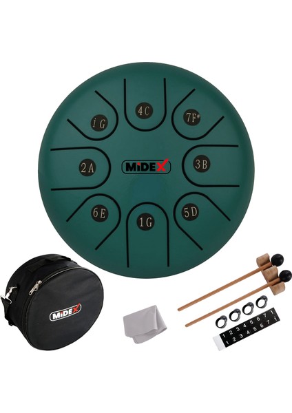 TD-68GR Çelik Dil Davul Handpan 6 İnç 8 Ton Steel Tongue Drum Full Set