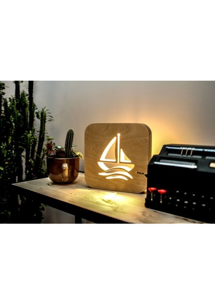 Ahşap LED Yelkenli Masa ve Gece Lambası modelleri