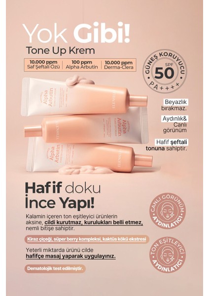 Aydınlatıcı ve Ton Eşitleyici Güneş Kremi Elensılıa Alpha Arbutin Tone Up Cream SPF50+/PA++++