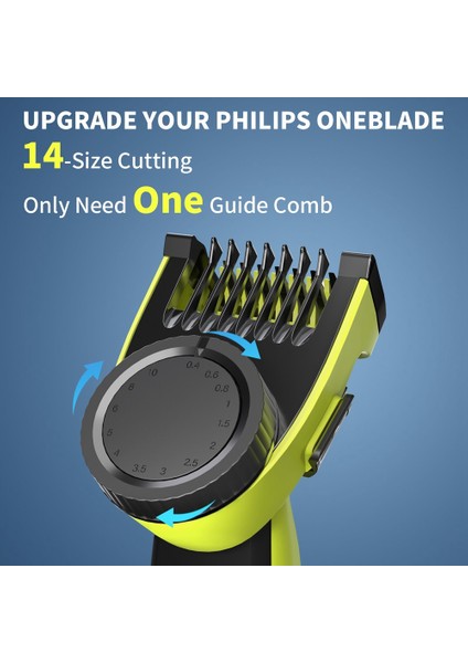 Philips Oneblade QP2520 QP2523 QP2530 QP2620 Elektrikli Giyotin Tıraş Makinesi 14 Uzunluk Ayarlanabilir Yedek Kılavuz Tarak (Yurt Dışından)
