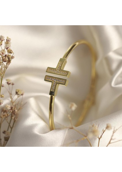 Tffny Model Gold Kaplama Gümüş Kelepçe
