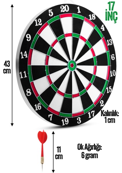 17 Inç Çift Taraflı Dart Tahtası Seti 6 Çelik Oklu Dart Hedef Tahtası Oyunu Takımı Dart Seti 516